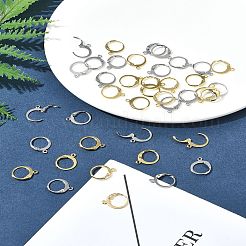 40個 2色 304ステンレススチール フレンチフックピアス金具  水平ループ付き  ミックスカラー  14.5x12mm  穴：1.2mm  ピン：0.8x1mm  20個/カラー&nbsp;STAS-FS0001-72