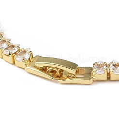 キュービックジルコニアテニスブレスレット  本物の 18K ゴールドメッキ真鍮ティアドロップリンクチェーンブレスレット女性用  カドミウムフリー＆鉛フリー  透明  7-1/8インチ（18.2cm）&nbsp;BJEW-L652-24G-02