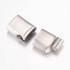 変色しにくい304ステンレススチール製のマグネット留め具と接着端  艶消し  長方形  ステンレス鋼色  24x12x7.5mm  穴：5x10mm&nbsp;STAS-G071-39P