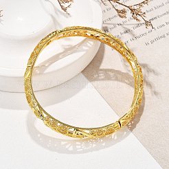 女性用真鍮バングル  ホイール  ラックめっき  ゴールドカラー  1/4インチ（0.8cm）  内径：2-3/8インチ（5.95cm）&nbsp;BJEW-D313-03G