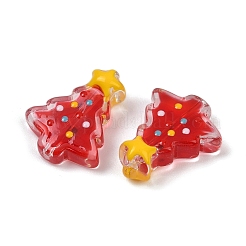 透明なガラスエナメルビーズ  クリスマスツリー  レッド  18x15x7mm  穴：1.2mm&nbsp;LAMP-S070-05C