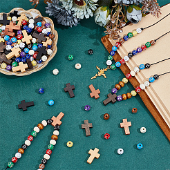 Cross Theme DIY Wooden Jewelry Sets Making Kits&nbsp;DIY-AR0004-75