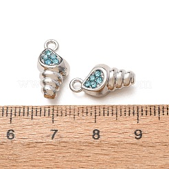 合金ラインストーンペンダント  巻き貝の形をしたチャーム  ラックめっき  アクアマリン  16x8x5.5mm  穴：1.6mm&nbsp;RB-CBAA597-01P-04