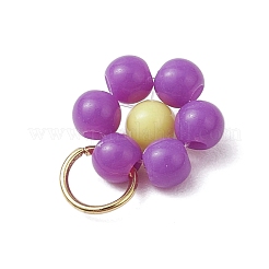 12個の不透明なアクリルパーツ  花  304ステンレススチールオープン丸カン付き  ミックスカラー  11.5x10.5x4mm  穴：4.5mm&nbsp;PALLOY-CJ00146