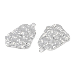 変色しない304ステンレススチールペンダント  テクスチャポリゴンチャーム  ステンレス鋼色  45x31x2.2mm  穴：4.3mm&nbsp;STAS-C106-11P