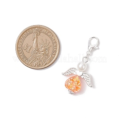 Transparent Resin Heart Angel Pendants Decorations&nbsp;HJEW-JM04141
