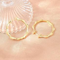 Brass Micro Pave Cubic Zirconia Hoop Earrings&nbsp;EJEW-P346-07G-01