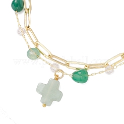 Natural Green Agate Beads Multi-layered Bracelets&nbsp;BJEW-JB12217-01