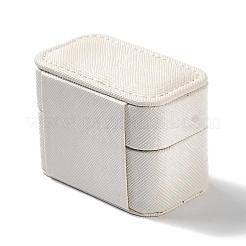 長方形 PUレザー ジュエリー リング 収納ボックス  旅行用ポータブル4リングケース  ホワイト  3.8x6.4x4.75cm&nbsp;CON-K002-06D