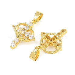 Brass Pave Clear Cubic Zirconia Pendants&nbsp;KK-CBA6A75-55B-G