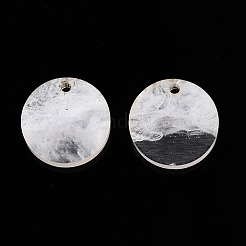 不透明樹脂ペンダント  ラウンド  ホワイト  18.5x3.5mm  穴：2mm&nbsp;RESI-T058-03H