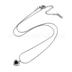 PVD 真空メッキ 304 ステンレススチール キュービックジルコニア ハートペンダント ラウンド スネークチェーン ネックレス 女性用  ステンレス鋼色  ミックスカラー  17.72~17.91インチ（45~45.5cm）&nbsp;NJEW-Z044-08P