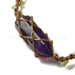 Natural Amethyst Bullet Braided Bead Bracelets&nbsp;BJEW-K225-01E