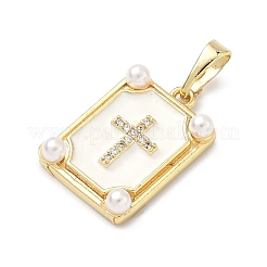 Brass Micro Pave Cubic Zirconia Pendants&nbsp;KK-H255-07G-01