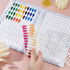 プラスチックの練習用つけ爪チップが付いた紙  DIYネイルアートデザインディスプレイ用  紙製レーザー写真ステッカー付き  ホワイト  31x21.1x1.45cm&nbsp;MRMJ-FH0001-57