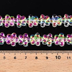 電気メッキガラスビーズセット  花  パールピンク  12x12.5x7mm  穴：1mm  約54~55個/連  24.57~24.96インチ（62.4~63.4cm）&nbsp;X-EGLA-T028-02C