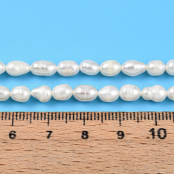 天然養殖淡水パールビーズ連売り  ライス  乳白色  5~7.5x4~5mm  穴：0.5mm  約56~59個/連  13.78~13.98''（35~35.5センチメートル）&nbsp;PEAR-N012-04V