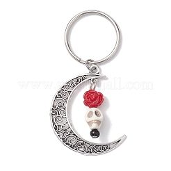 5Pcs Alloy & Synthetic Turquoise & Resin Keychain&nbsp;KEYC-JKC00777