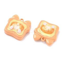 焼付塗装合金ペンダント  パンのお守りを持った犬  オレンジ  16.5x16x6mm  穴：1.2mm&nbsp;FIND-G109-07A