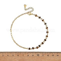 Natural Mixed Stone Disc Beaded Chain Anklets&nbsp;AJEW-AN00857