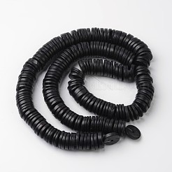 染め加工天然のココナッツフラットラウンドビーズ連売り  ブラック  20x3~5mm  穴：3mm  約106~114個/連  16.5インチ&nbsp;X-COCB-O003-12F