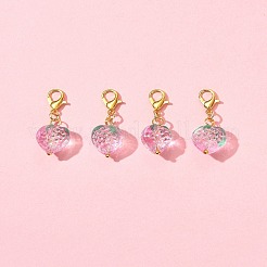 4Pcs Handmade Lampwork Strawberry Pendant Decorations&nbsp;HJEW-FS00041-03