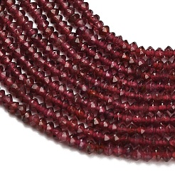 天然石ガーネットビーズ連売り  双円錐形  多面カット  3x2mm  穴：0.6~0.7mm  約194~196個/連  15.28~15.43インチ（38.8~39.2cm）&nbsp;GG-CBAA9B4-A11-02