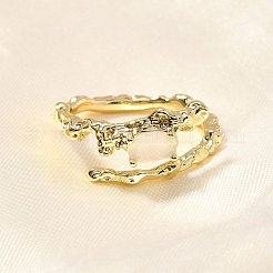 Oval Brass Cat Eye Cuff Rings for Women&nbsp;RJEW-U042-01G