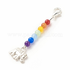 Chakra Theme Natural & Dyed Malaysia Jade Beaded Pendant Decorations&nbsp;HJEW-JM00642