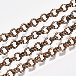 アイアン製ローロチェーン  ダブルリンクチェーン  溶接されていない  スプールで  赤銅鉱  リンク：5x0.8mm  約82.02フィート（25m）/ロール&nbsp;CH-S125-011B-R