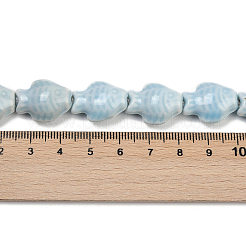 手作り陶器ビーズ連売り  魚  ライトブルー  19~19.5x15x9mm  穴：1.6mm  約20個/連  14.76''（37.5センチメートル）&nbsp;PORC-P030-01A-09