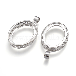 ブラスペンダントカボションオープンバックセッティング  オーバル  プラチナ  トレイ：25x18mm  30x21.5x5mm  穴：4x6mm&nbsp;KK-K196-18P