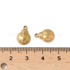 304ステンレススチールチャーム  てんとう虫  イオンプレーティング（ip）  ゴールドカラー  12.5x9x2.5mm  穴：1.2mm&nbsp;STAS-G354-01C-G