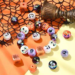 ハロウィーンテーマのメッキアクリルビーズ  混合図形  ミックスカラー  14.5~15.5x14.5~15.5x14.5~15.5mm  穴：2.5~3mm&nbsp;OACR-CJC0009-08