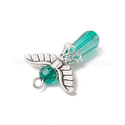 3個のガラスペンダント  円錐形の天使のチャーム  合金製の翼と鉄製のループ付き  多面カット  ミックスカラー  29.5~30.5x23.5x7.5~8mm  穴：2~2.5mm&nbsp;PALLOY-JF03664-04
