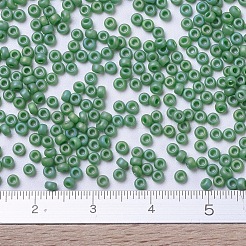MIYUKIラウンドロカイユビーズ  日本製シードビーズ  11/0  （rr411fr）マットな不透明グリーンab  2x1.3mm  穴：0.8mm  約5500個/50g&nbsp;SEED-X0054-RR0411FR