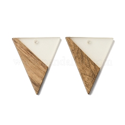 ダークウッドとレジンのペンダント  三角形のチャーム  キャメル  37x31x3mm  穴：2mm&nbsp;WOOD-H104-03