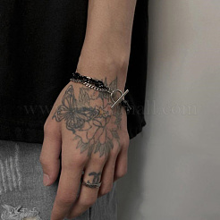 Two Tone 201 Stainless Steel Curb Chain & Cable Chain Double Layers Bracelets for Women Men&nbsp;FS-WGC755C-03