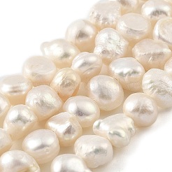 天然養殖淡水パールビーズ連売り  研磨両側  パパイヤホイップ  5~6mm  穴：0.5mm  約31個/連  6.89''（17.5センチメートル）&nbsp;PEAR-A006-04A