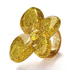 アクリル指指輪  レトロなスタイル  グリッターパウダー付き  蝶  ゴールデンロッド  6.5~36mm  内径：18mm  蝶：36mm&nbsp;RJEW-M137-02C