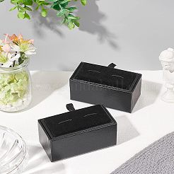 長方形の厚紙のアクセサリー箱  内部のスポンジ  スナップカバー  ネックレス用  リングとペンダントのパッケージ  ブラック  8.6x4.55cm&nbsp;CON-WH0008-18