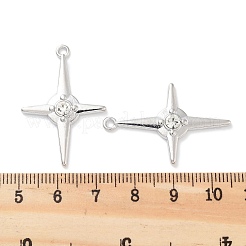 ラックメッキ合金ラインストーンペンダント  鉛フリー＆カドミウムフリー＆ニッケルフリー  スター  プラチナ  34x23x3mm  穴：1.6mm&nbsp;PALLOY-F311-05P