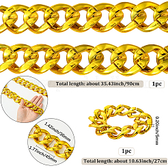 2Pcs 2 Styles Acrylic Cuban Link Chain Necklaces & Bracelets Jewelry Sets&nbsp;SJEW-SP0001-01G