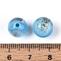 手作り箔ランプワークビーズ  ラウンド  ライトスカイブルー  10mm  穴：1.2~4mm&nbsp;LAMP-T021-31D