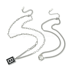 304ステンレススチールエナメルチェーンネックレス  ステンレス鋼色  19.49インチ（49.5cm）&nbsp;NJEW-M078-07P