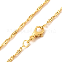 1.5mm Rack Plating Brass Singapore Chain Necklaces for Women Men&nbsp;MAK-L044-22G