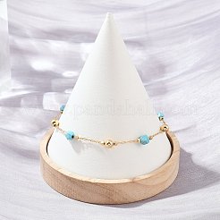 Brass & Synthetic Turquoise Link Chain Bracelets&nbsp;KK-H299-03G