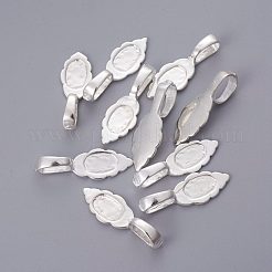 グルーオンフラットパッドベイル  真鍮  シルバーカラー  約8 mm幅  長さ23mm  穴：4.5x7mm&nbsp;KK408-S