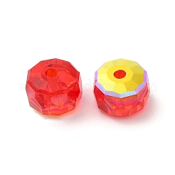 透明なガラスビーズを電気  多面カット  ABカラー  ロンデル  レッド  7.5x4.5mm  穴：1.2mm&nbsp;EGLA-P061-06A-AB06