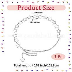 合金ウエストビーズ  スターリンクベリーボディチェーン  プラチナ  524mm&nbsp;AJEW-WH20006-218